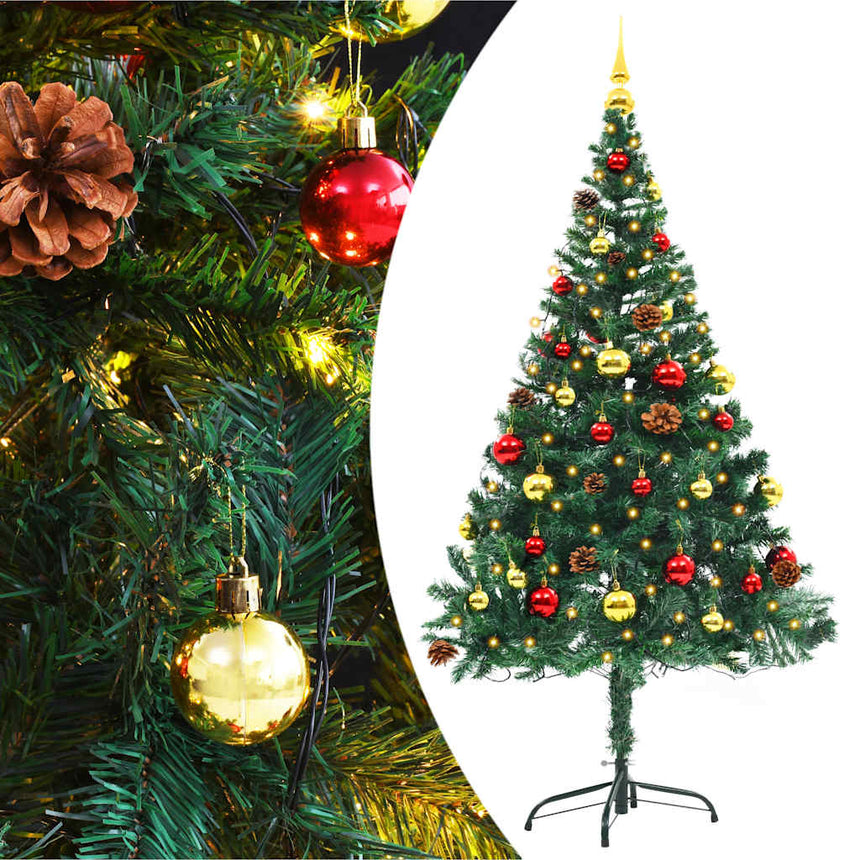 Kunstkerstboom Met Verlichting En Kerstballen 180 Cm Groen