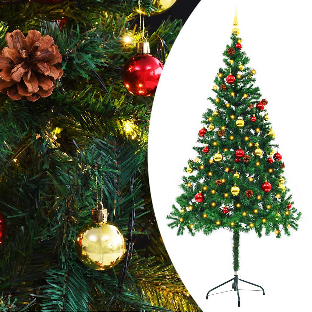 Kunstkerstboom Met Verlichting En Kerstballen 180 Cm Groen