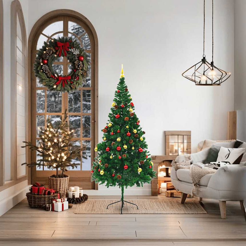 Kunstkerstboom Met Verlichting En Kerstballen 180 Cm Groen