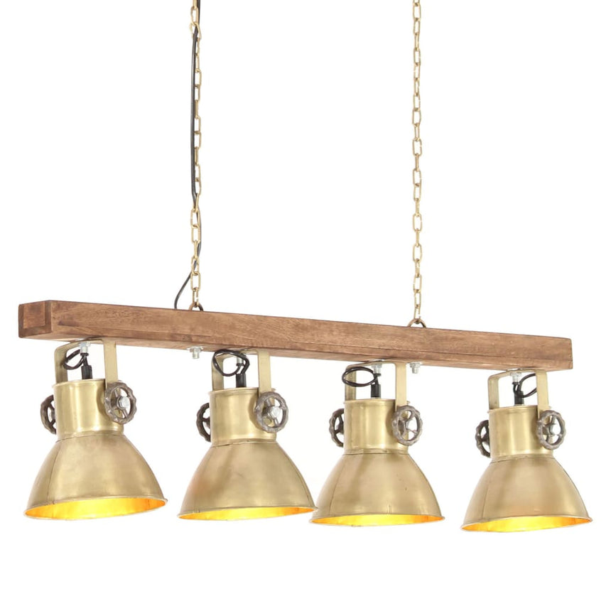 Plafondlamp Industrieel E27 Mangohout Messingkleurig