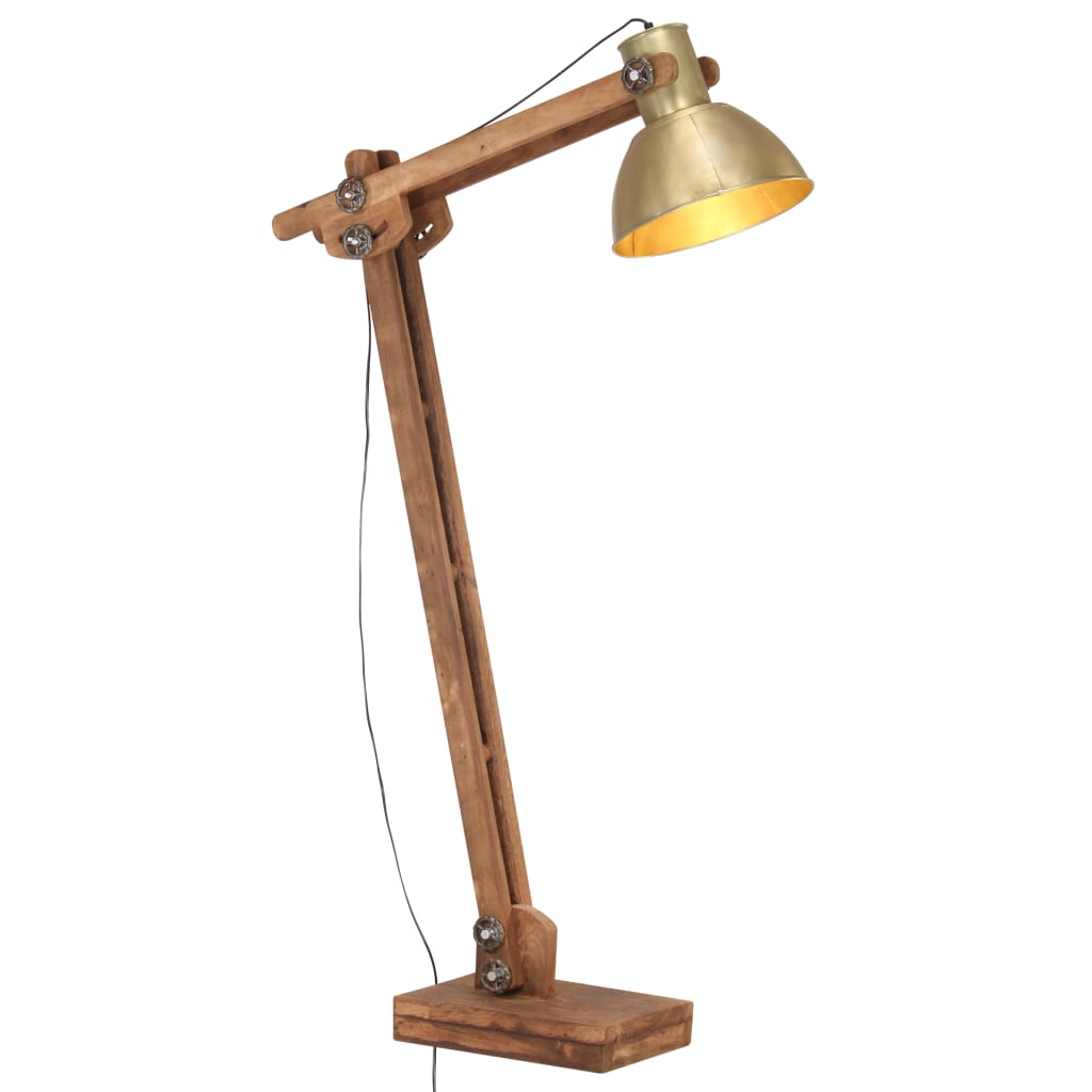 Vloerlamp E27 Massief Mangohout Messingkleurig