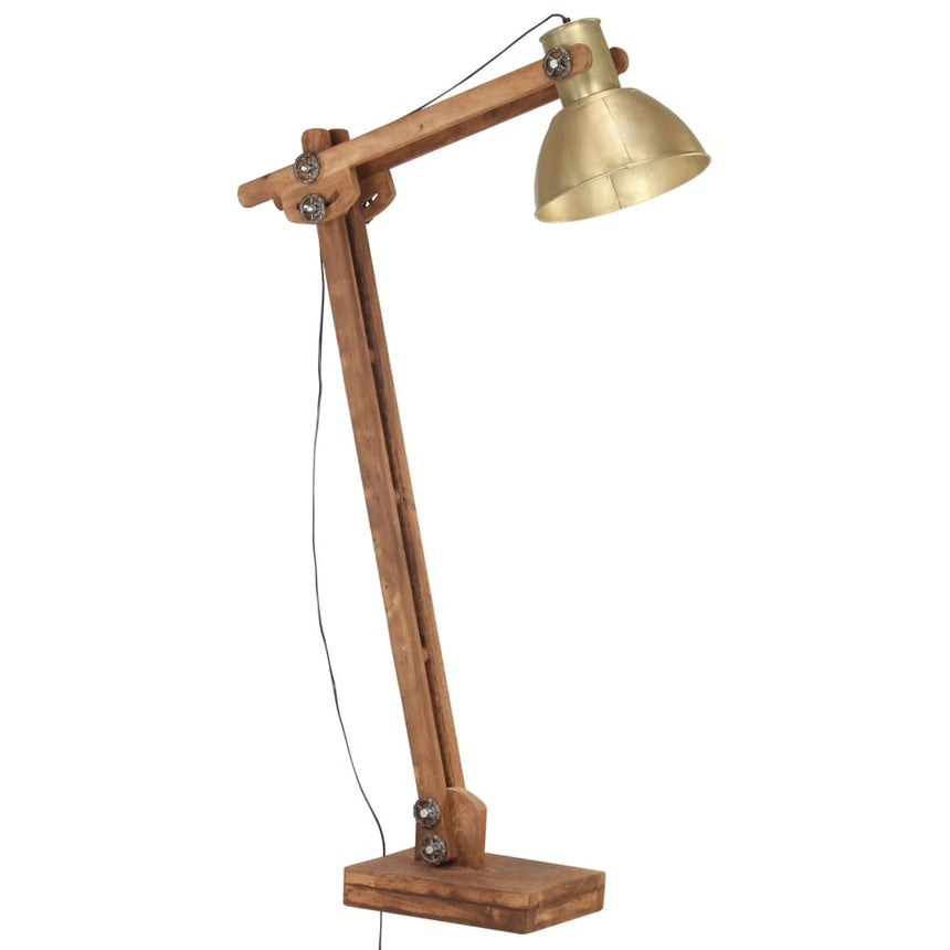 Vloerlamp E27 Massief Mangohout Messingkleurig