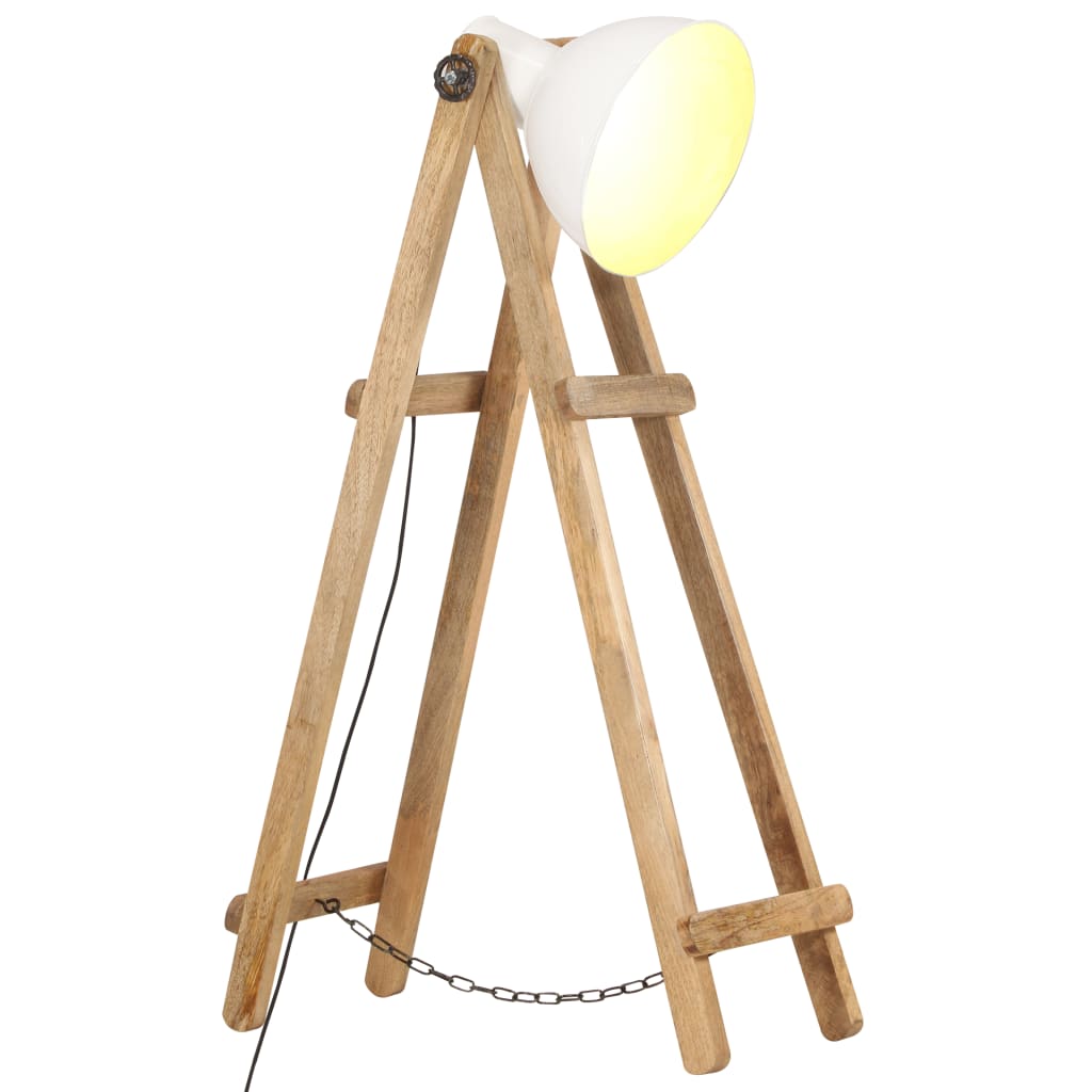 Vloerlamp E27 Massief Mangohout Wit Zwart