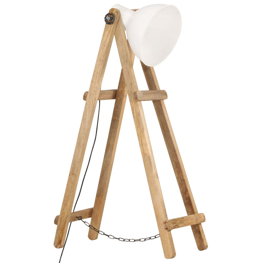 Vloerlamp E27 Massief Mangohout Wit Zwart