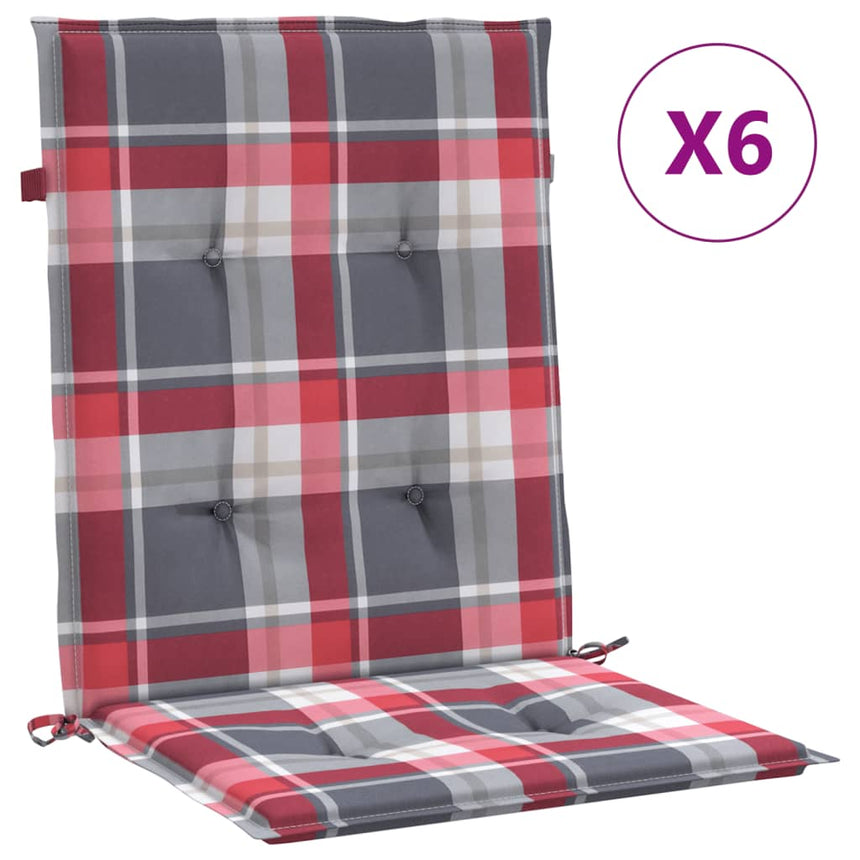 Tuinstoelkussens 6 St 100X50X3 Cm Oxford Stof Ruitpatroon Rood