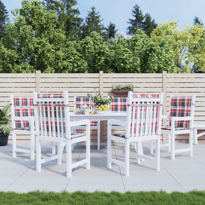 Tuinstoelkussens 6 St 100X50X3 Cm Oxford Stof Ruitpatroon Rood