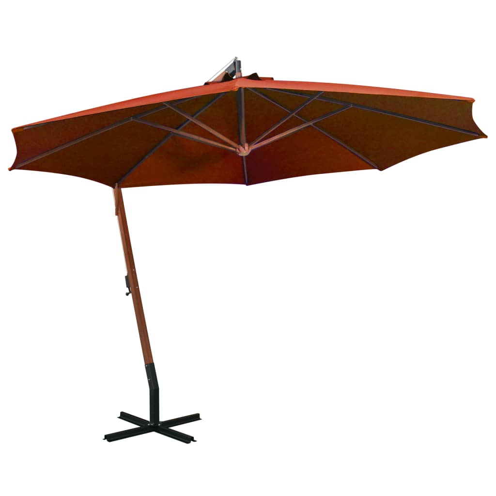 Zweefparasol Met Paal 3,5X2,9 M Massief Vurenhout