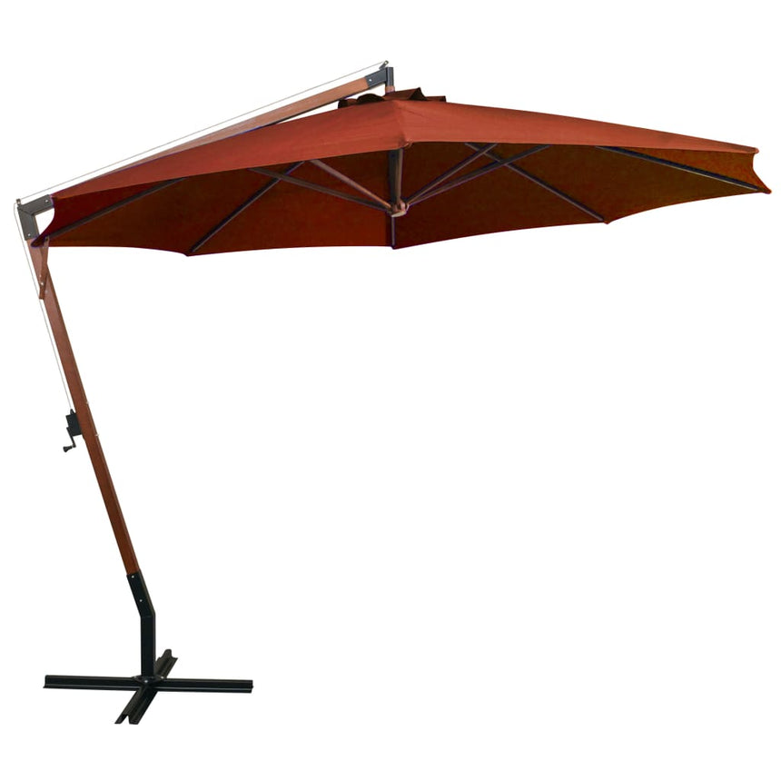 Zweefparasol Met Paal 3,5X2,9 M Massief Vurenhout