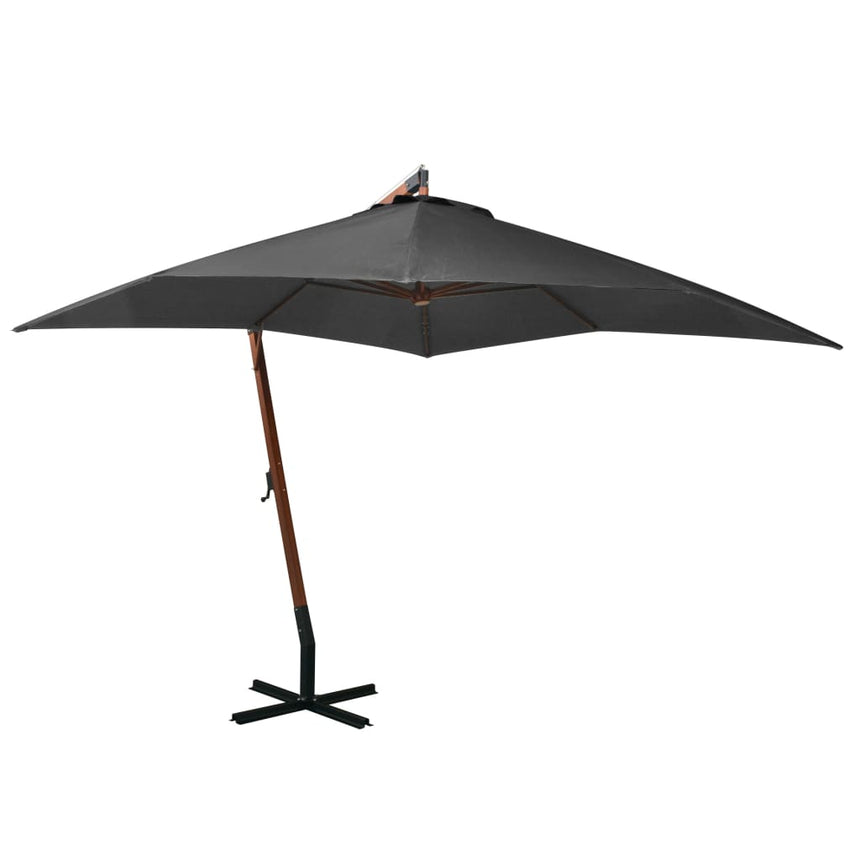 Zweefparasol Met Paal 3,5X2,9 M Massief Vurenhout
