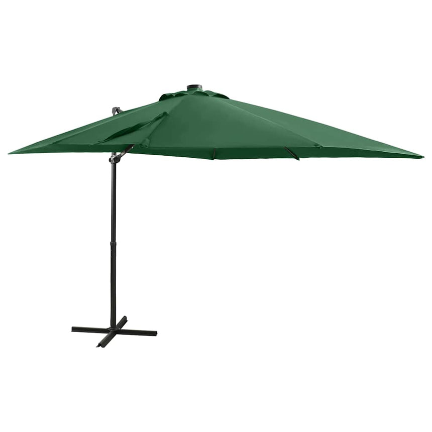 Zweefparasol Met Paal En Led-Verlichting 250 Cm Groen Taupe