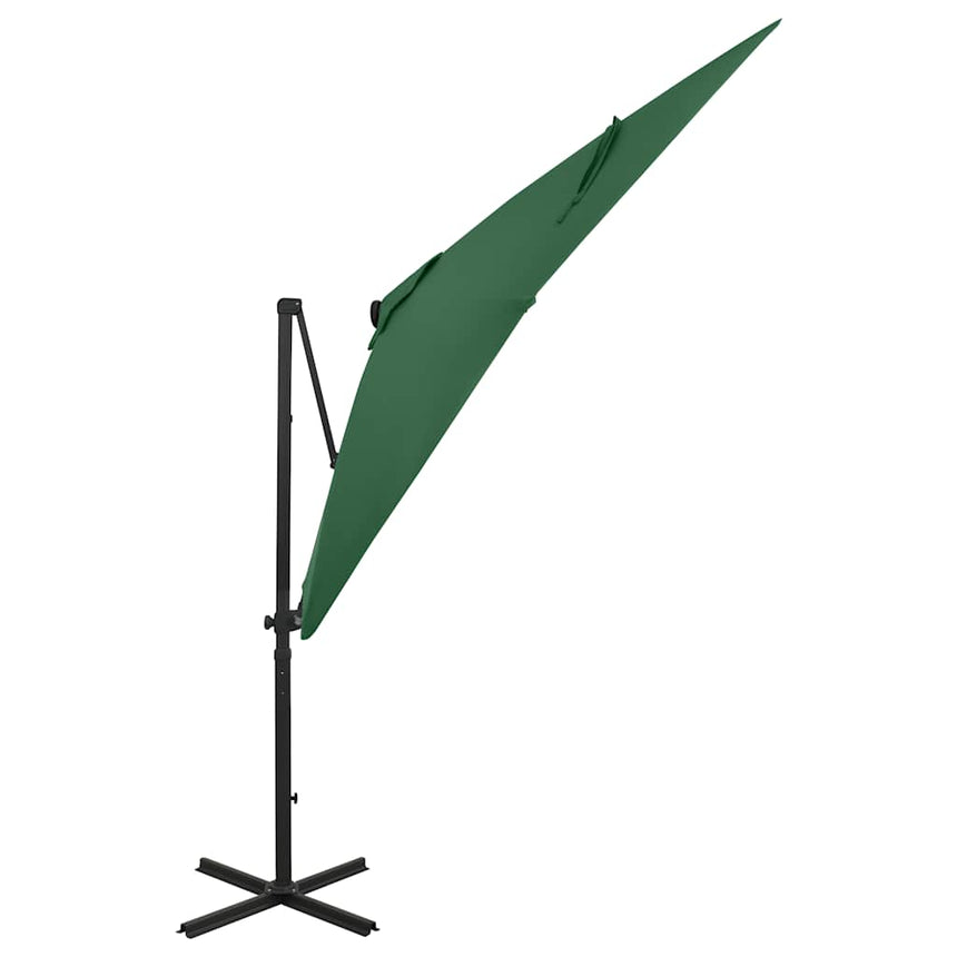 Zweefparasol Met Paal En Led-Verlichting 250 Cm Groen Taupe