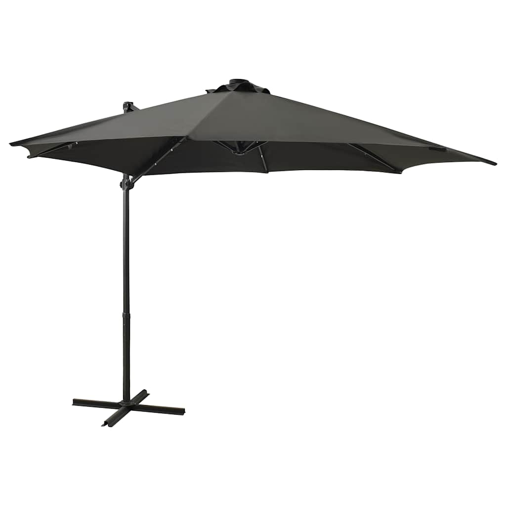 Zweefparasol Met Paal En Led-Verlichting 300 Cm Antracietkleur