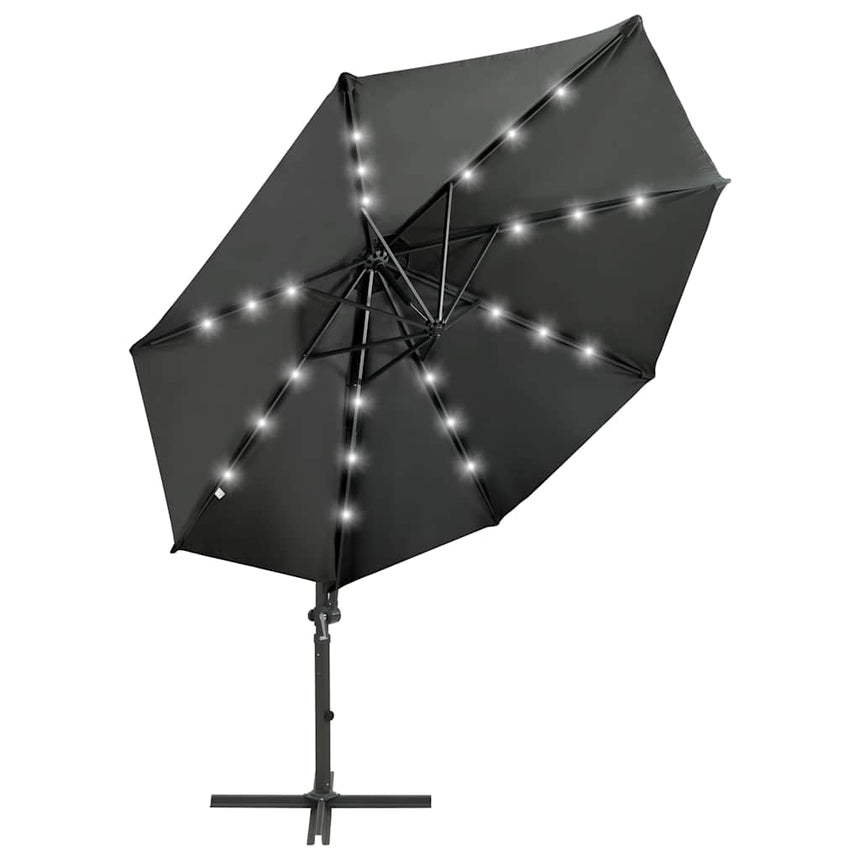 Zweefparasol Met Paal En Led-Verlichting 300 Cm Antracietkleur