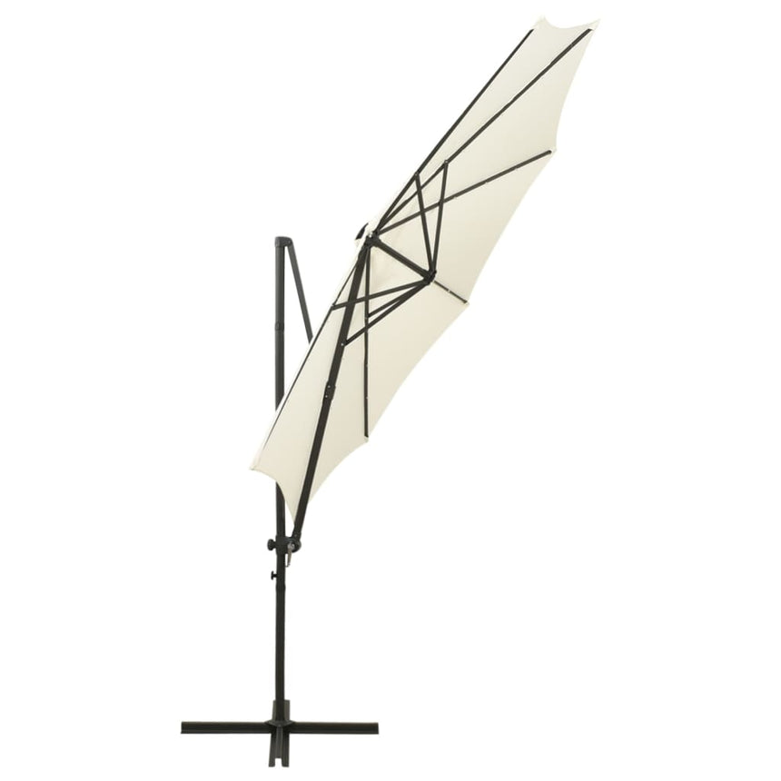 Zweefparasol Met Paal En Led-Verlichting 300 Cm Zandkleurig