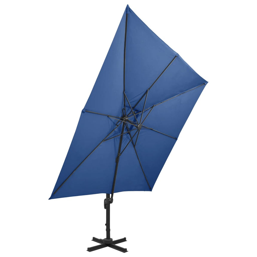 Zweefparasol Met Dubbel Dak 300X300 Cm Azuurblauw Donkergroen