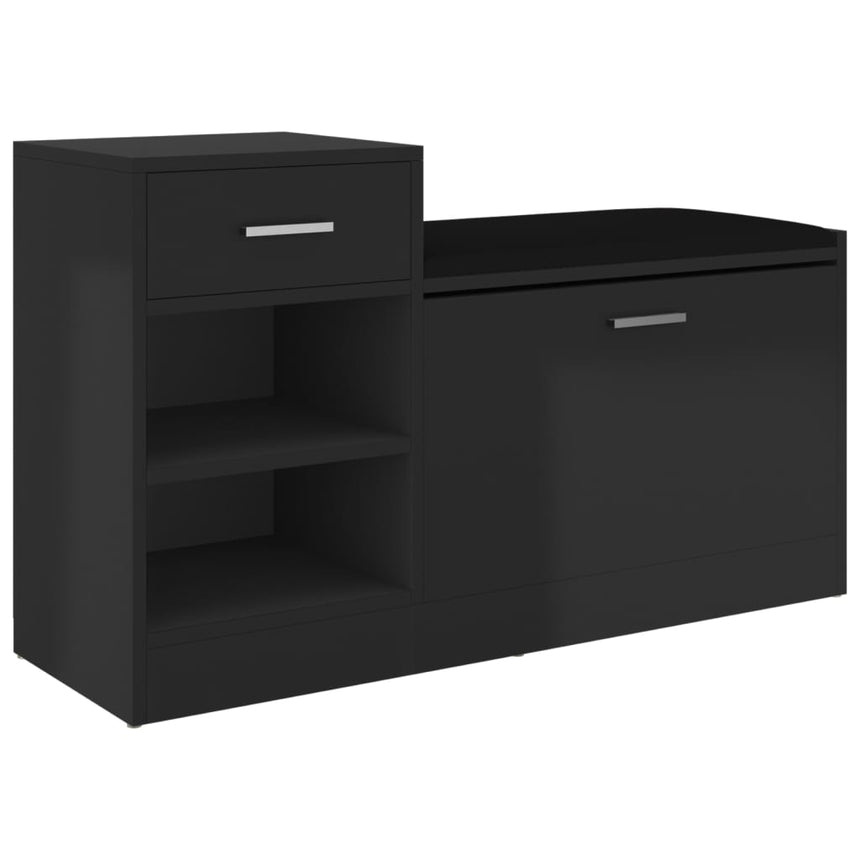Schoenenbank 94,5X31X57 Cm Bewerkt Hout Hoogglans Zwart