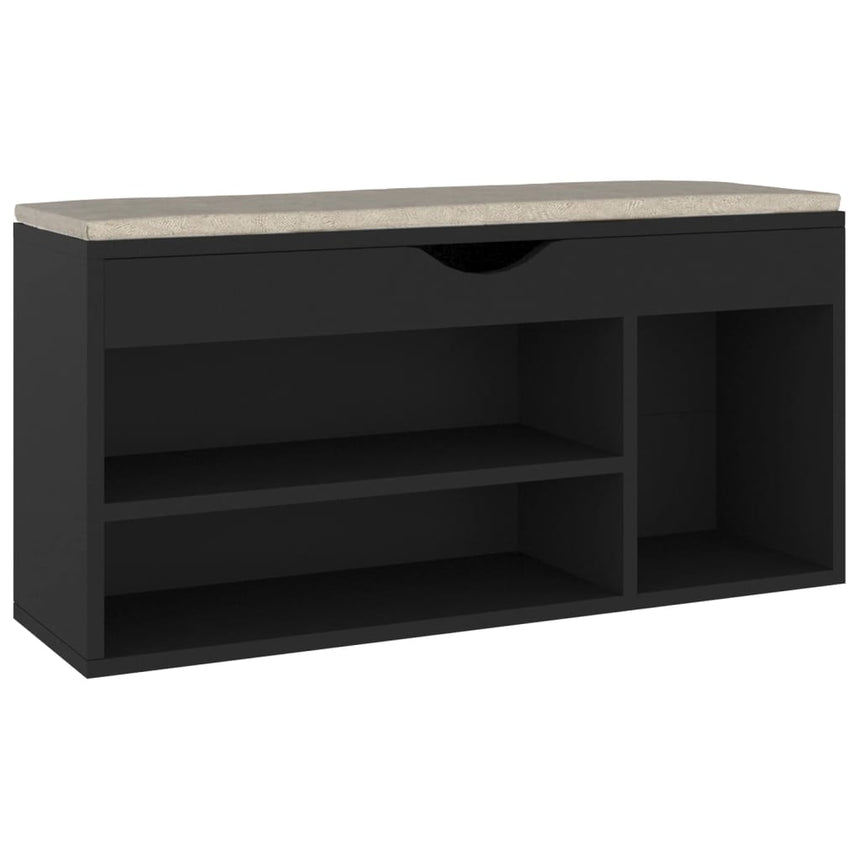 Schoenenbank Met Kussen 104X30X49 Cm Bewerkt Hout Zwart