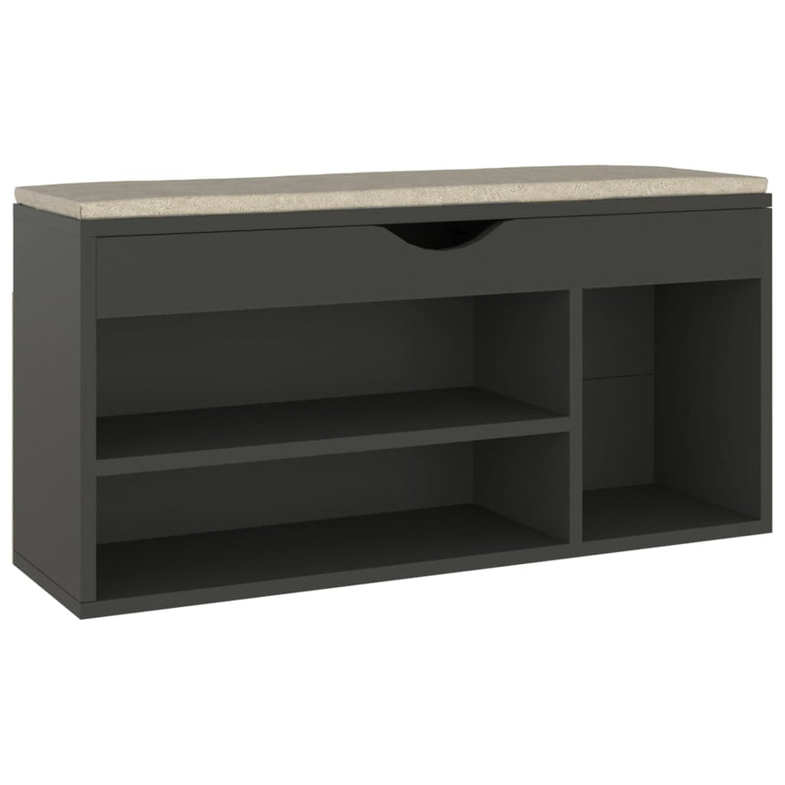 Schoenenbank Met Kussen 104X30X49 Cm Bewerkt Hout Grijs