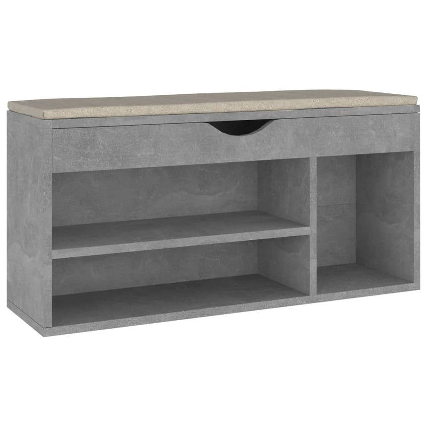 Schoenenbank Met Kussen 104X30X49 Cm Bewerkt Hout Betongrijs