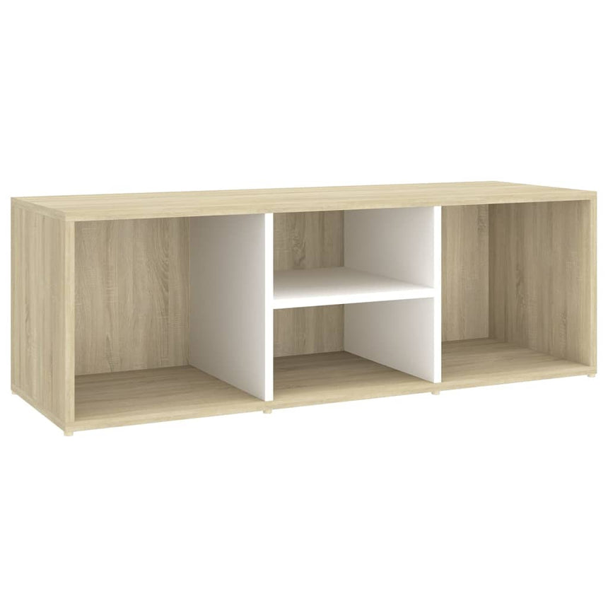 Schoenenopbergbank 105X35X35 Cm Hout Wit En Sonoma Eiken Betongrijs
