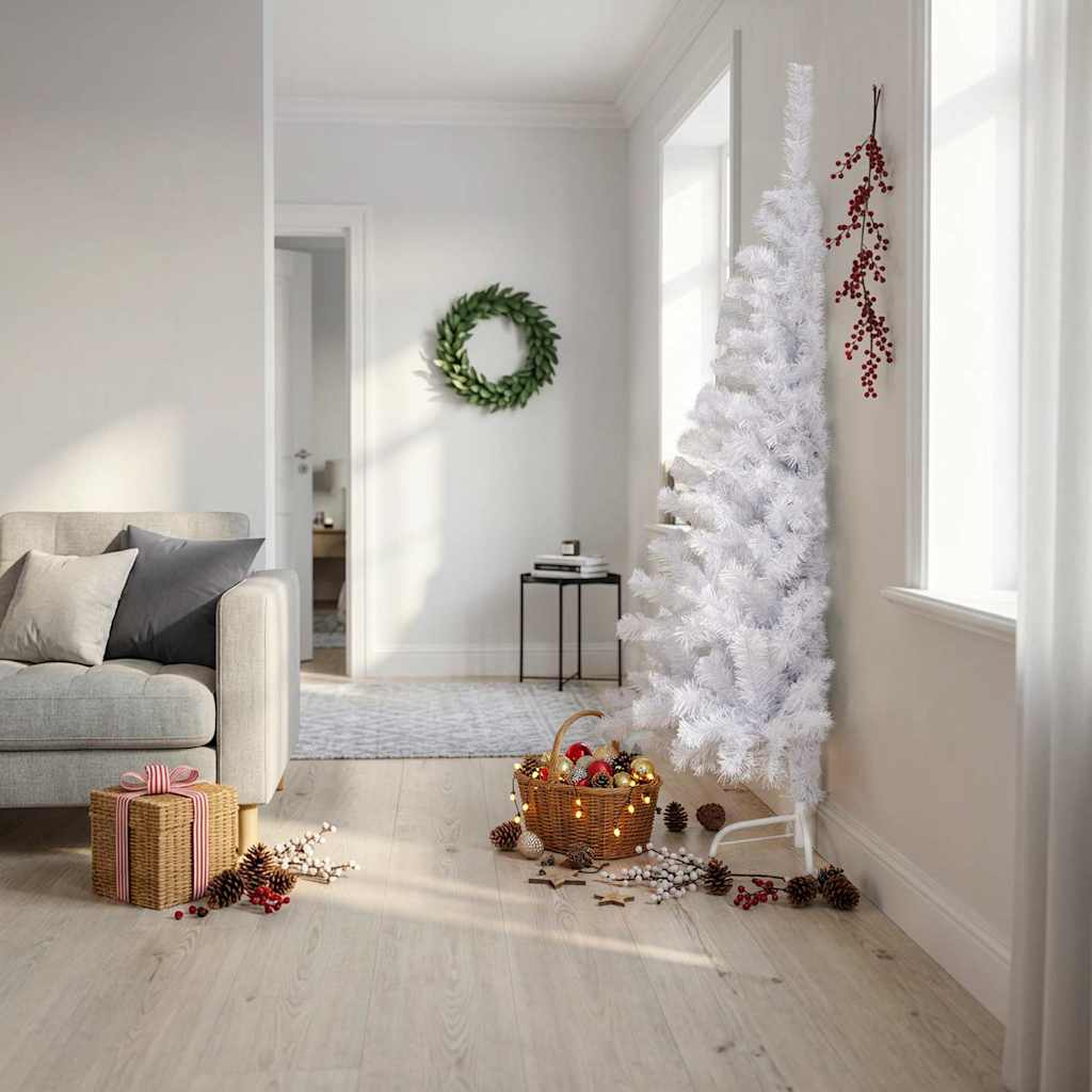 Kunstkerstboom Met Standaard Half 180 Cm Pvc Wit