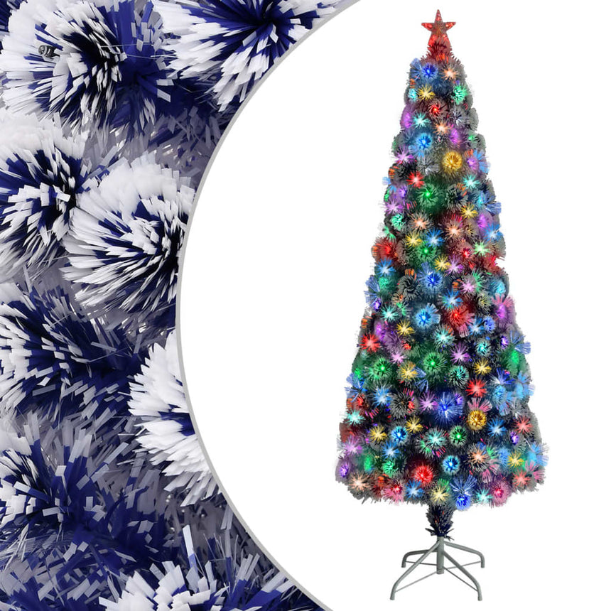 Kunstkerstboom Met Verlichting Glasvezel Wit En Blauw