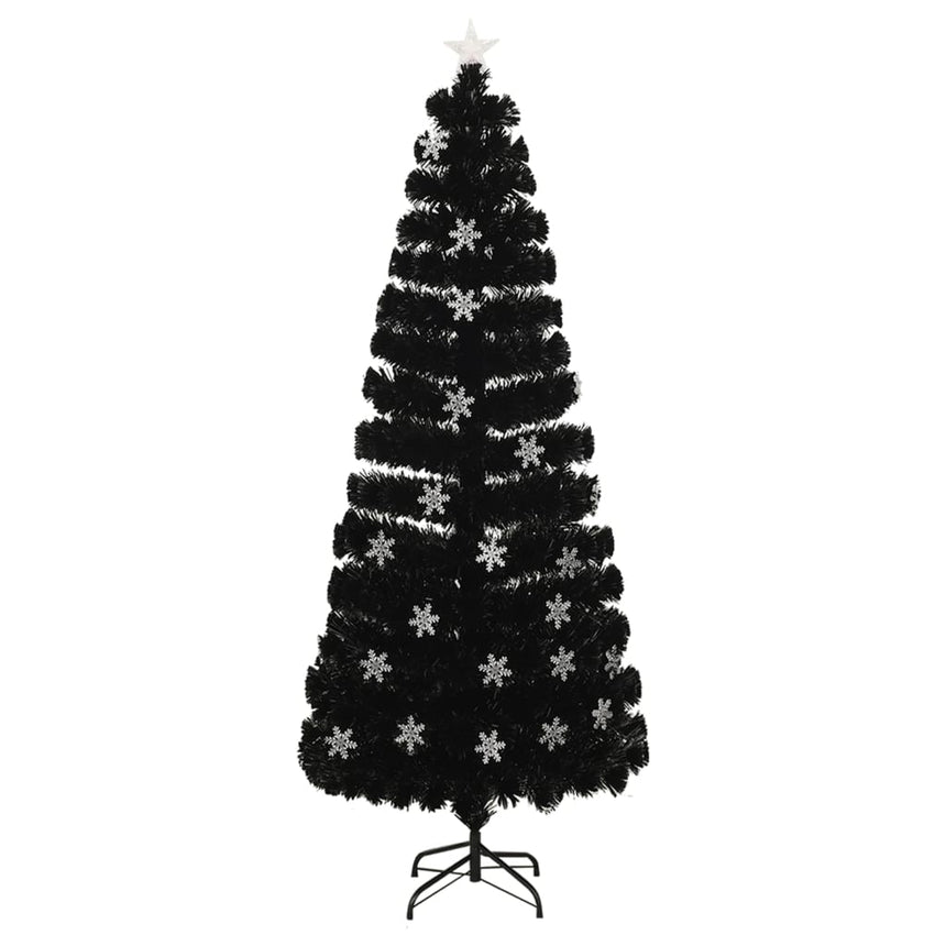 Kerstboom Met Led-Sneeuwvlokken 240 Cm Glasvezel Zwart