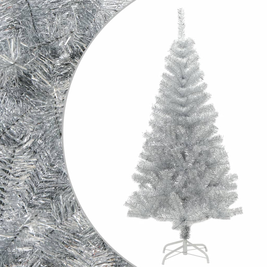 Kunstkerstboom Met Standaard 120 Cm Pet Kleurig Zilver