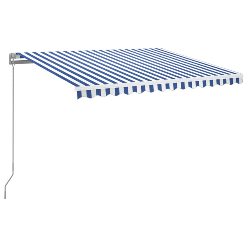 Luifel Handmatig Uittrekbaar Met Led 350X250 Cm Blauw En Wit