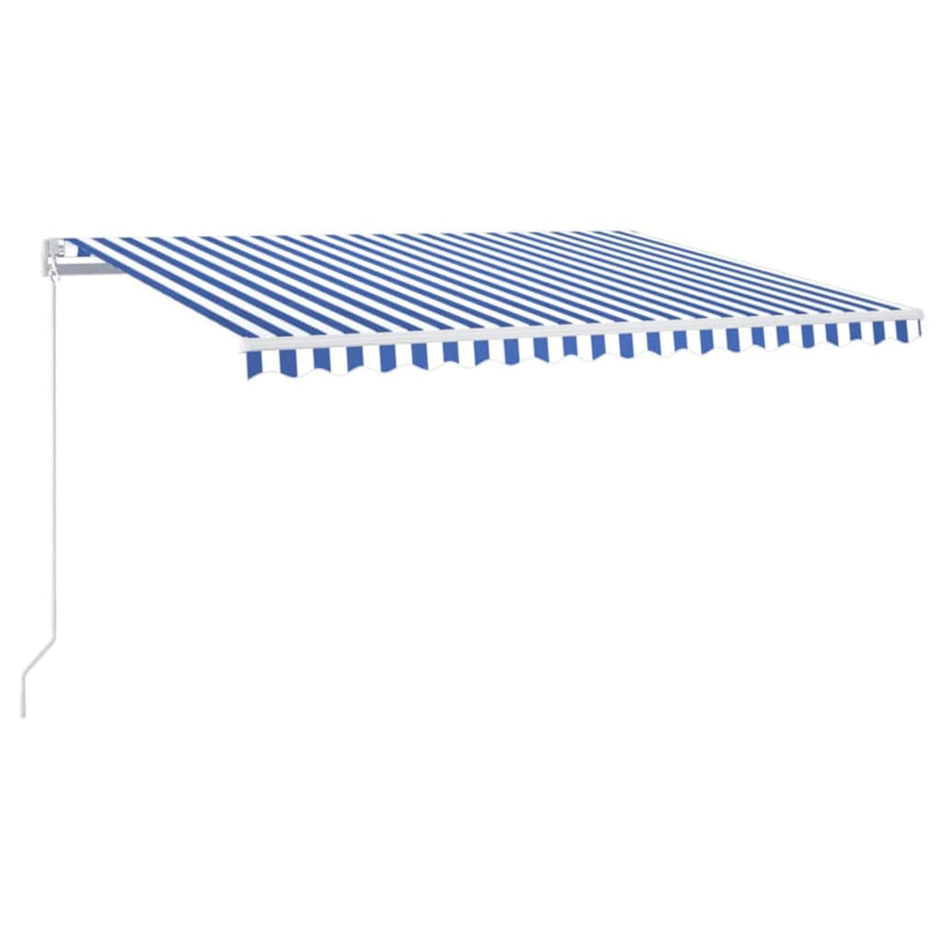Luifel Handmatig Uittrekbaar 400X300 Cm Blauw En Wit
