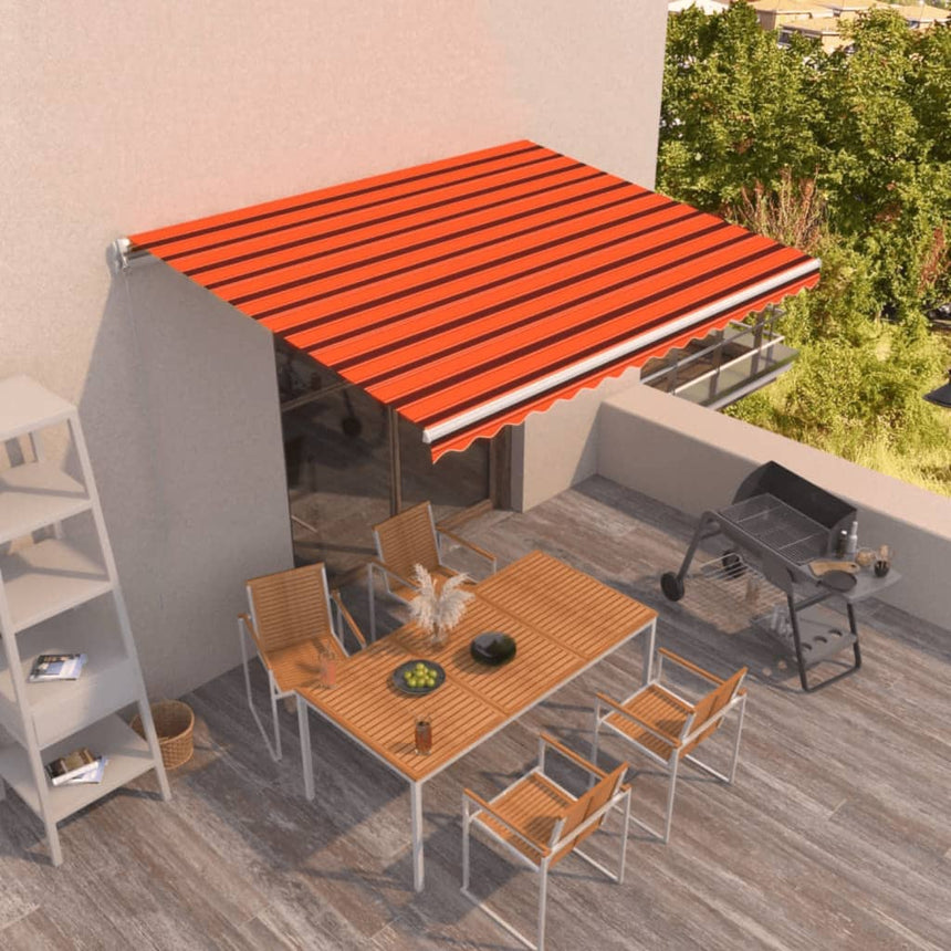 Luifel Handmatig Uittrekbaar 400X300 Cm Oranje En Bruin