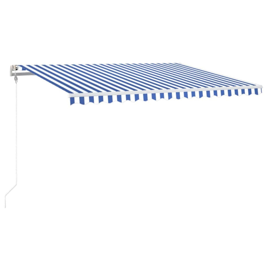 Luifel Automatisch Met Led En Windsensor 400X300 Cm Blauw Wit Grijs Ruitpatroon