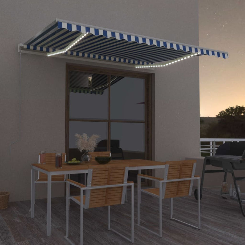Luifel Automatisch Met Led En Windsensor 450X300 Cm Blauw Wit Groen