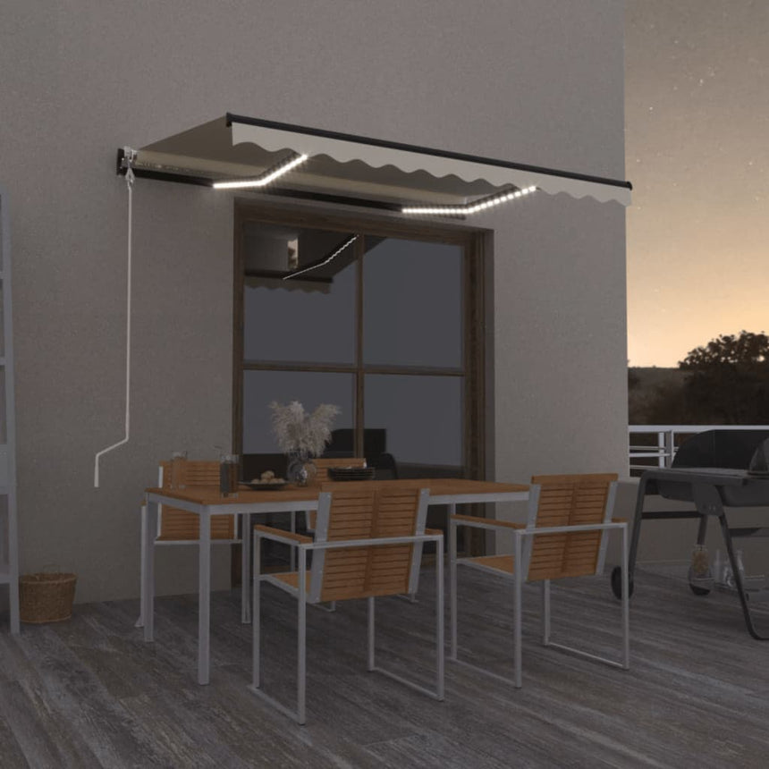 Luifel Automatisch Met Led En Windsensor 300X250 Cm Crèmekleur