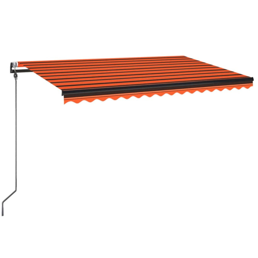 Luifel Automatisch Met Led Windsensor 300X250 Cm Oranje Bruin Grijs Ruitpatroon