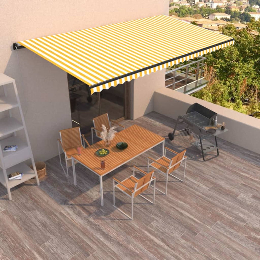 Luifel Handmatig Uittrekbaar 600X300 Cm Geel En Wit