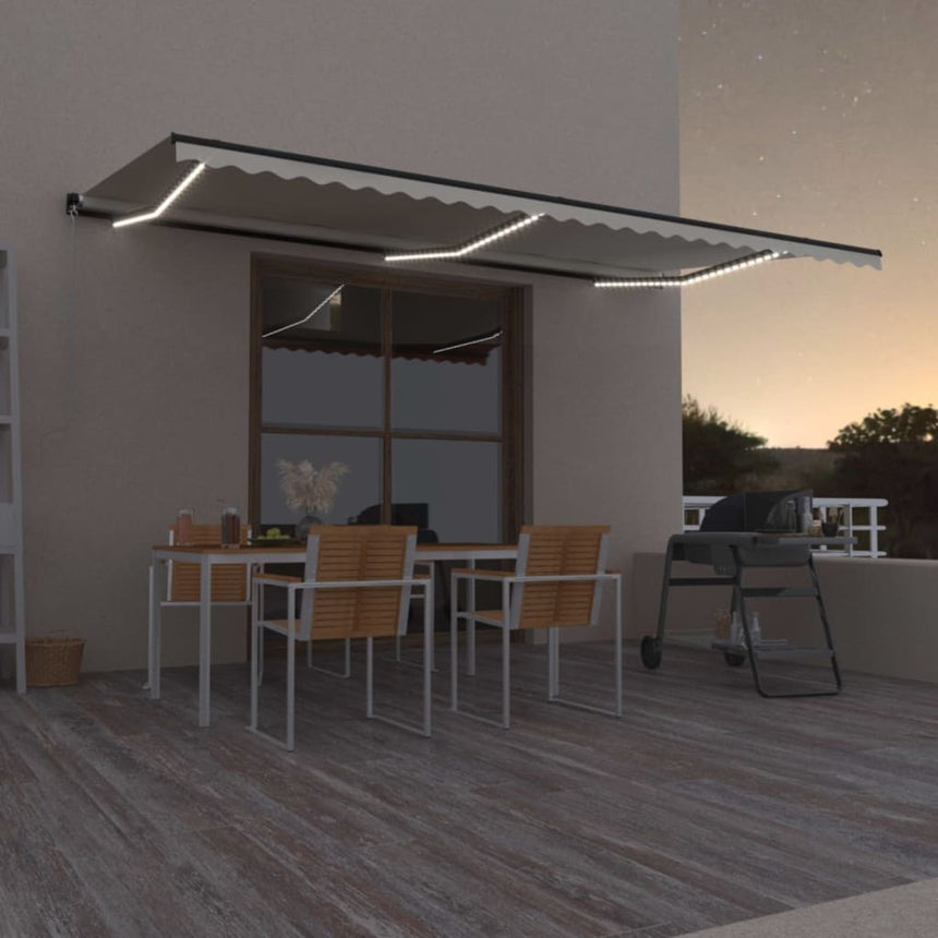 Luifel Handmatig Uittrekbaar Met Led 600X300 Cm Crèmekleurig