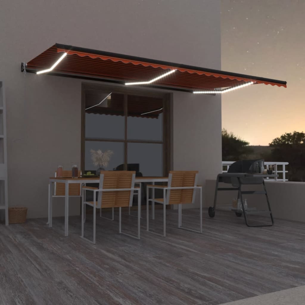 Luifel Automatisch Met Led Windsensor 600X300 Cm Oranje Bruin