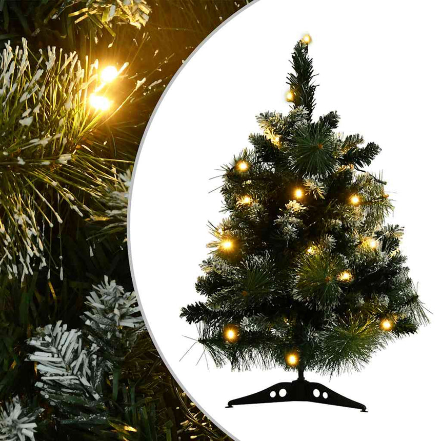 Kunstkerstboom Met Verlichting En Standaard 60 Cm Pvc Groen Wit
