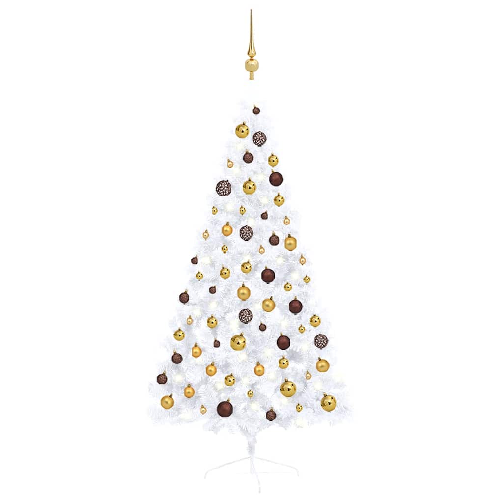 Kunstkerstboom Met Verlichting En Kerstballen Half