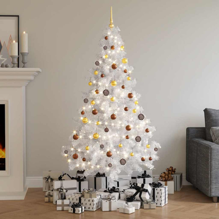 Kunstkerstboom Met Verlichting En Kerstballen Half