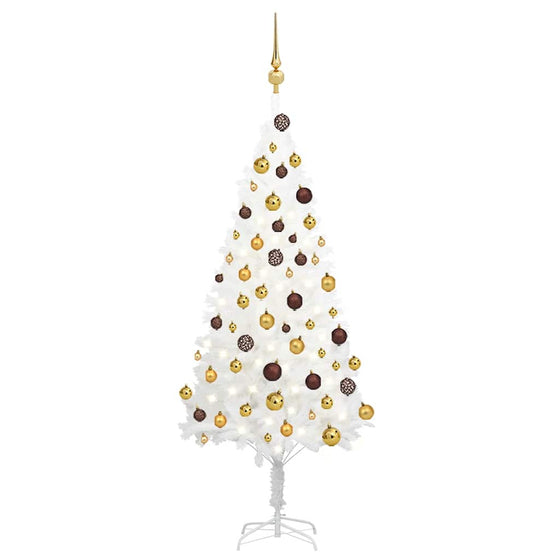 Kunstkerstboom Met Verlichting En Kerstballen 120 Cm Wit Goud
