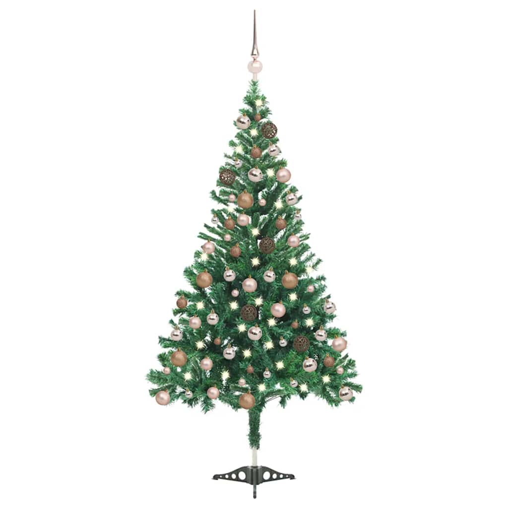 Kunstkerstboom Met Verlichting En Kerstballen 230 Takken 120 Cm