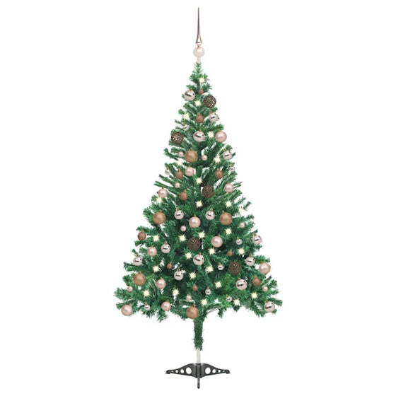 Kunstkerstboom Met Verlichting En Kerstballen 230 Takken 120 Cm