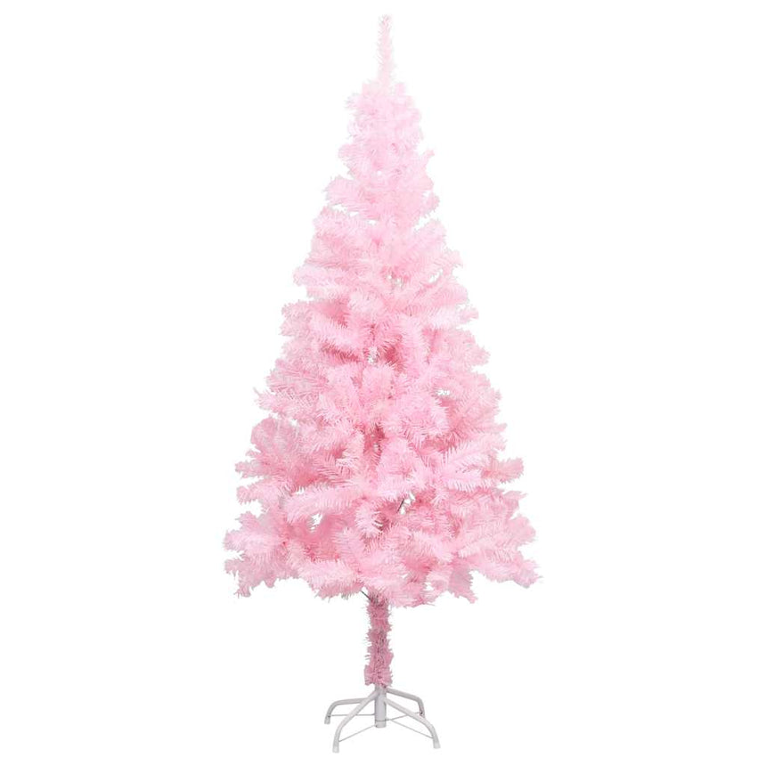 Kunstkerstboom Met Verlichting En Kerstballen 180 Cm Pvc Roze En Rosé