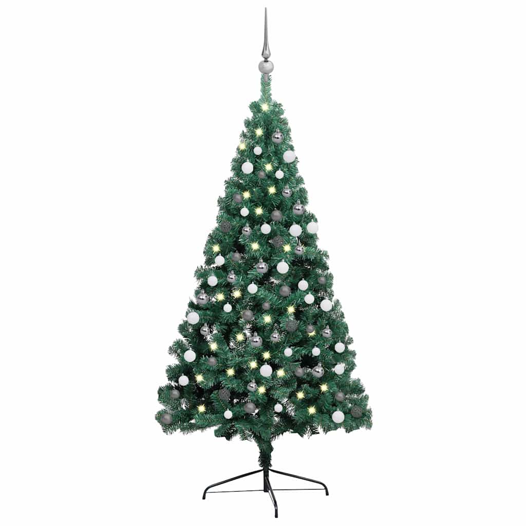 Kunstkerstboom Met Verlichting En Kerstballen Half