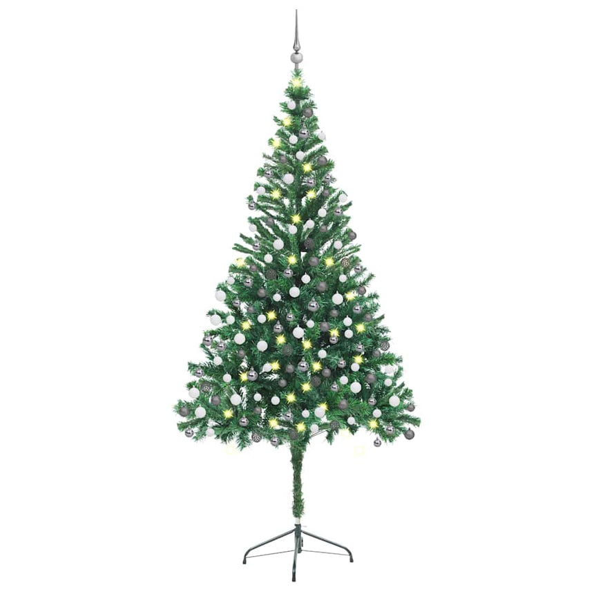 Kunstkerstboom Met Verlichting En Kerstballen 230 Takken 120 Cm