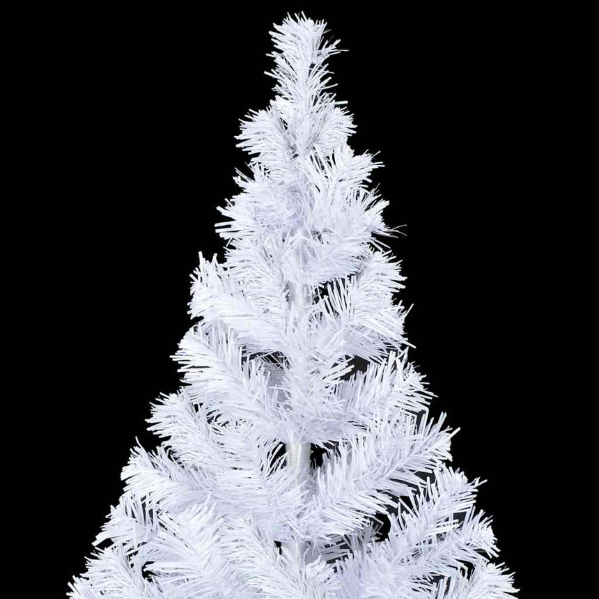 Kunstkerstboom Met Verlichting En Kerstballen 910 Takken 210 Cm Wit En Grijs