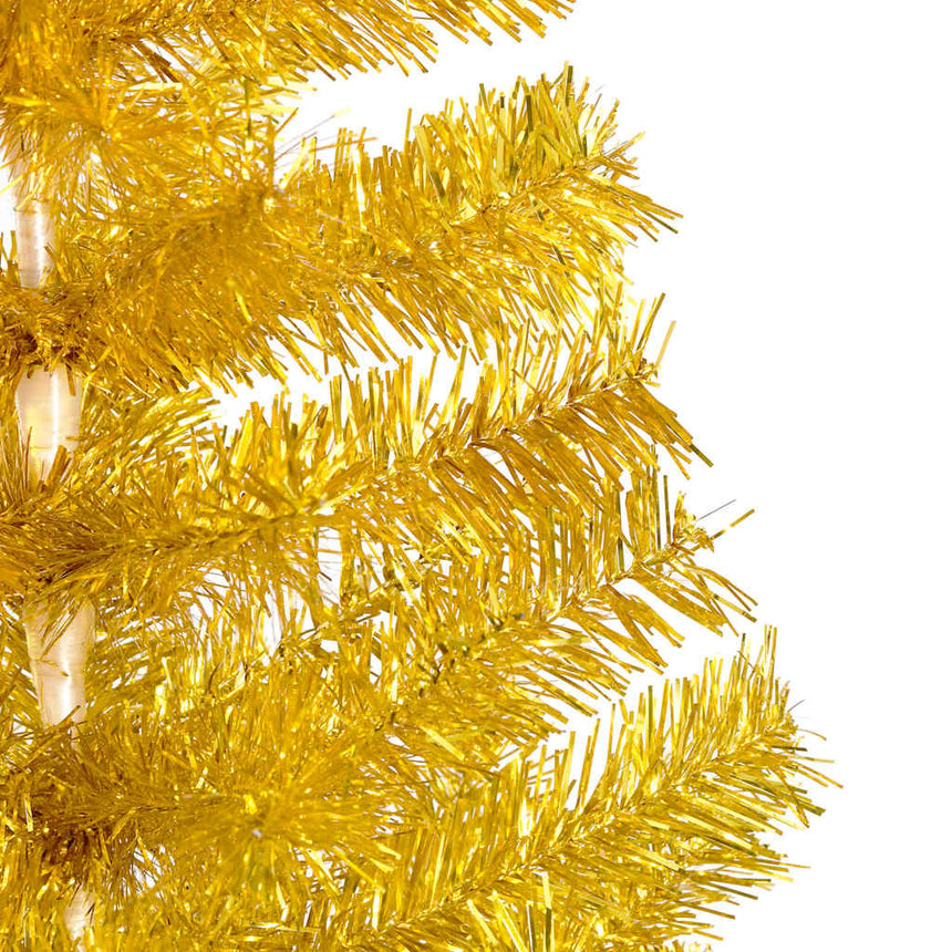 Kunstkerstboom Met Verlichting En Kerstballen 180 Cm Pet Goud Goudkleurig En Grijs