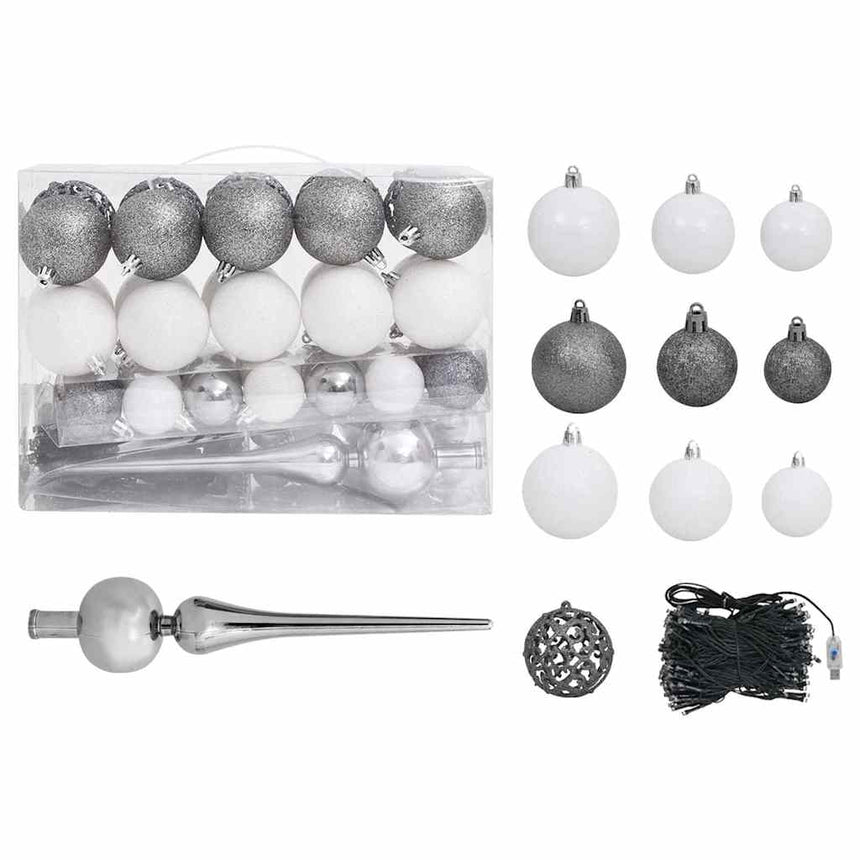 Kunstkerstboom Met Verlichting En Kerstballen Pvc